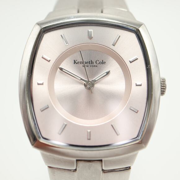 Kenneth Cole Slim Womens Silver Tone 28mm Watch 6" Stainless Steel w New Battery - Picture 6 of 12